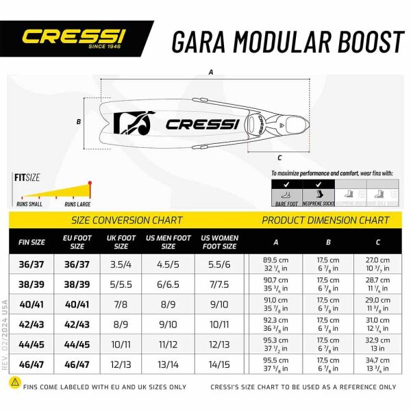 Cressi Gara Turbo Boost Dalış Paleti BLACK - NO: 38-39