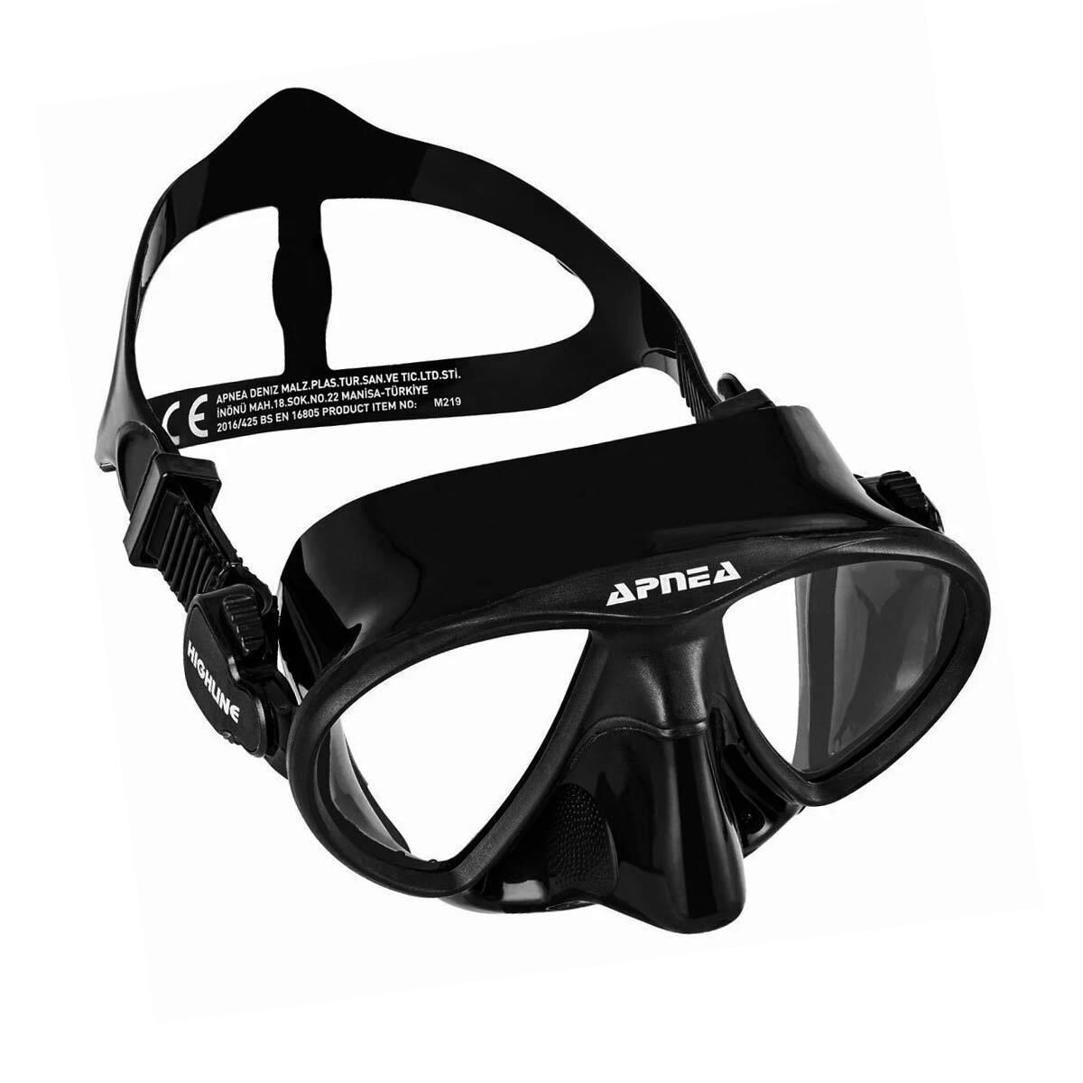 Apnea Highline M219 Dalış Maskesi Tempered Glass SİYAH