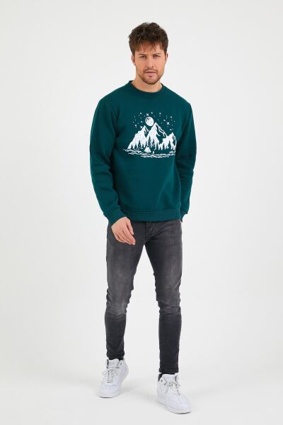 North Trace Seasonal Erkek Sweatshirt ( Kamp Baskılı ) Nefti - 2XL