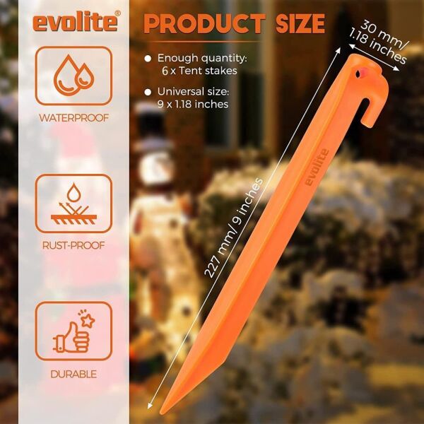 Evolite Arancio ABS Çadır Kazığı 23 cm 6 Adet