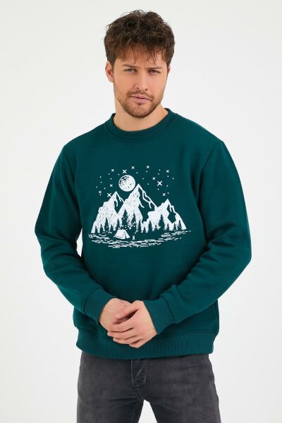 North Trace Seasonal Erkek Sweatshirt ( Kamp Baskılı ) Nefti - S
