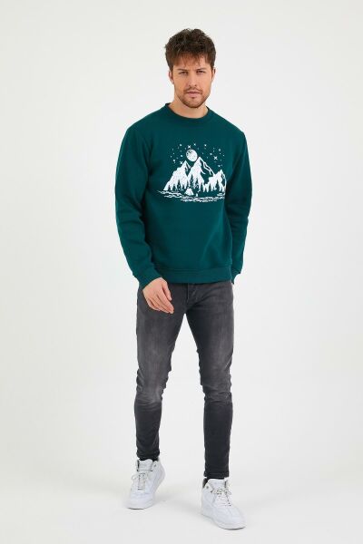 North Trace Seasonal Erkek Sweatshirt ( Kamp Baskılı ) Nefti - S