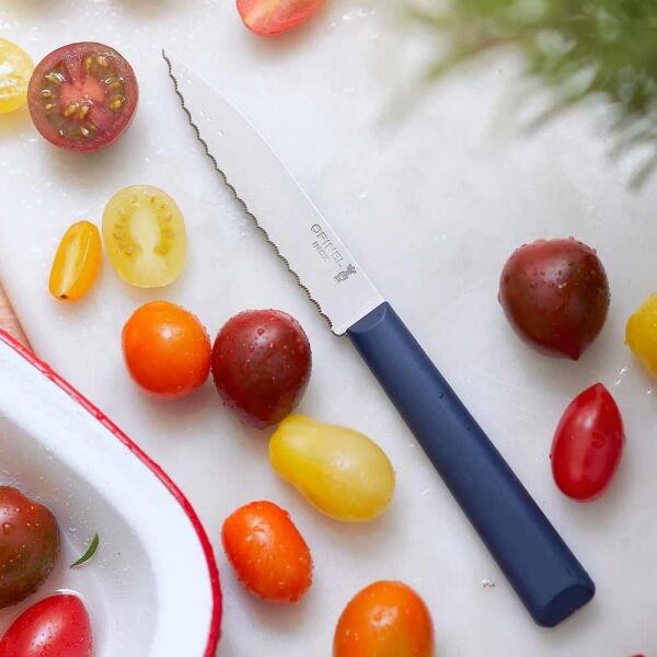 Opinel Essentiels Tırtıklı Soyma Bıçağı MAVİ