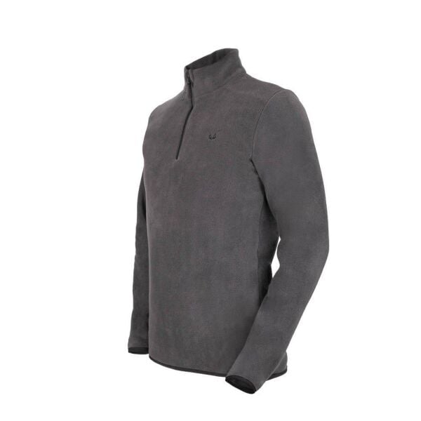 Puhu Yarım Fermuarlı Erkek Polar Ceket Koyu Gri - XL