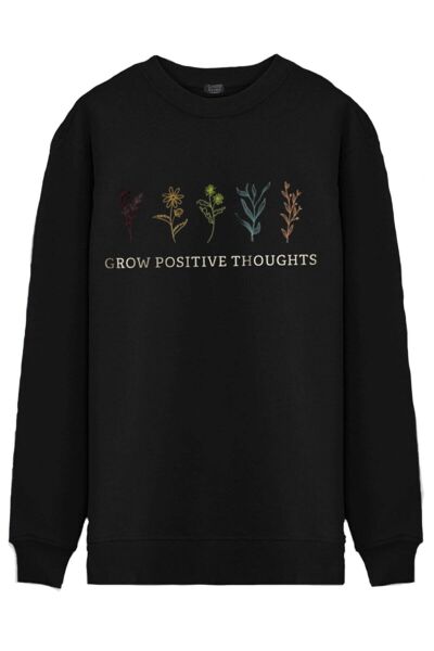 North Trace Seasonal Erkek Sweatshirt ( Çiçek Baskılı ) SİYAH - L