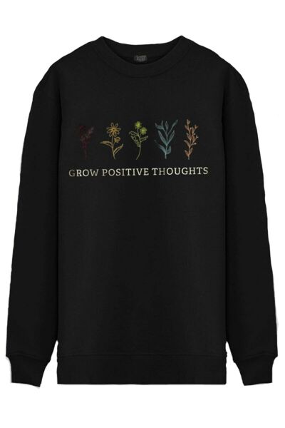 North Trace Seasonal Erkek Sweatshirt ( Çiçek Baskılı ) SİYAH - M