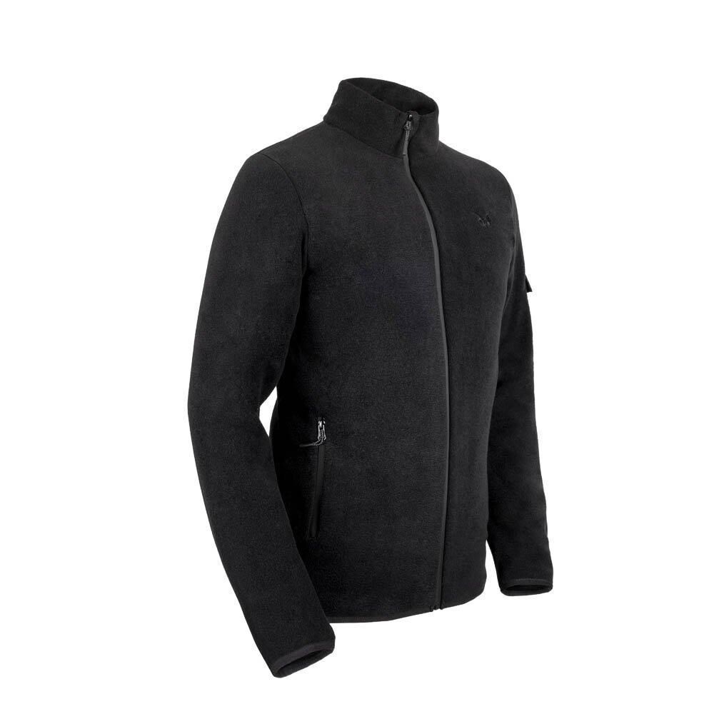 Puhu Tam Fermuarlı Erkek Polar Ceket SİYAH - S