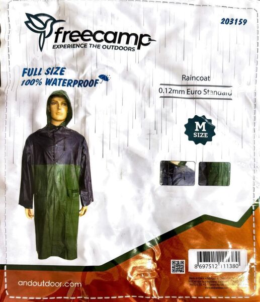 FreeCamp Raincoat 0.12mm Uzun Yağmurluk MAVİ/YEŞİL - M