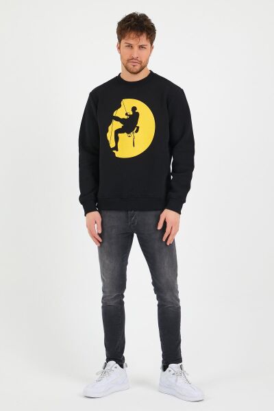 North Trace Seasonal Erkek Sweatshirt ( Climbing Bskılı ) SİYAH - XL