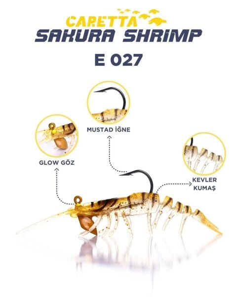 Caretta Sakura Shrimp 6.5gr 76mm Silikon Karides Yem E027