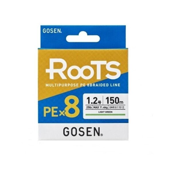Gosen X8 Roots PE 8 Örgü Spin İp Misina 150mt Light Green - 0,132 mm