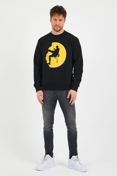 North Trace Seasonal Erkek Sweatshirt ( Climbing Bskılı ) SİYAH - S
