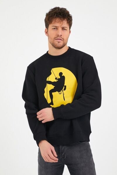 North Trace Seasonal Erkek Sweatshirt ( Climbing Bskılı ) SİYAH - S