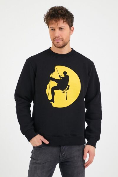 North Trace Seasonal Erkek Sweatshirt ( Climbing Bskılı ) SİYAH - L