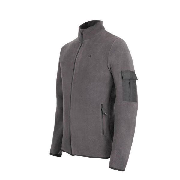Puhu Tam Fermuarlı Erkek Polar Ceket Koyu Gri - L