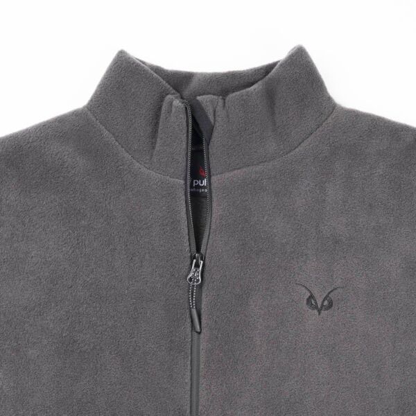 Puhu Tam Fermuarlı Erkek Polar Ceket Koyu Gri - L