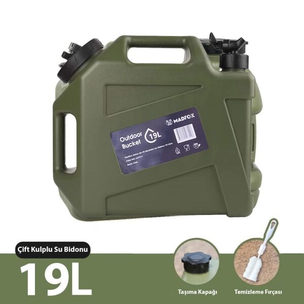 Madfox Galon Air PE Musluklu Su Bidonu 19 Litre GREEN