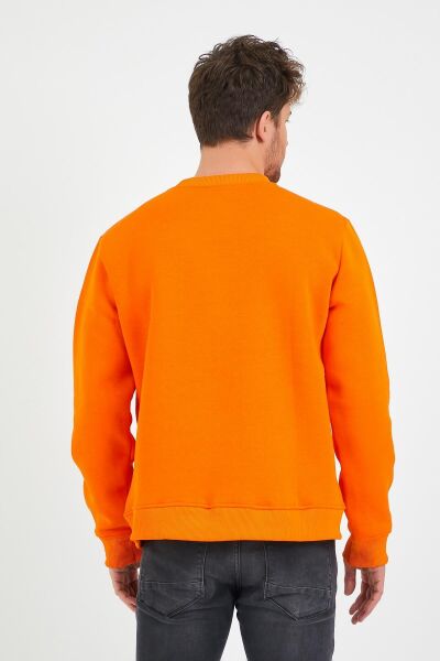 North Trace Seasonal Erkek Sweatshirt ( Yaprak Baskılı ) TURUNCU - M