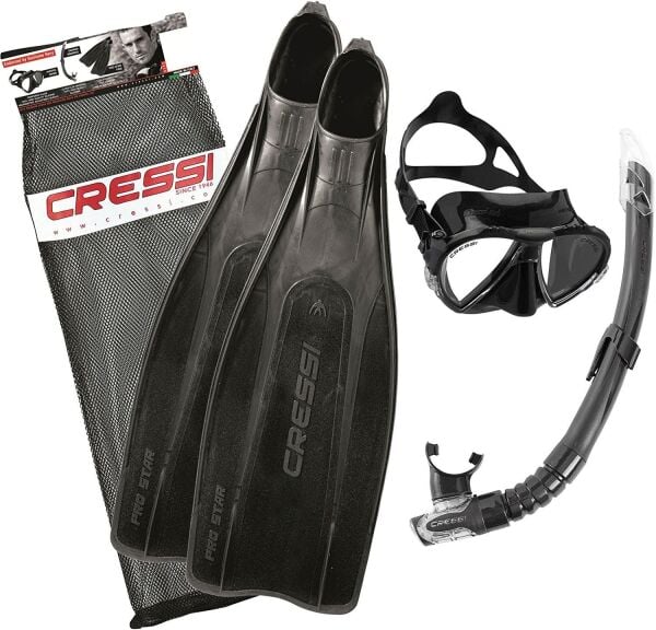 Cressi Pro Star Palet Maske Şnorkel Seti BLACK-NO:45-46