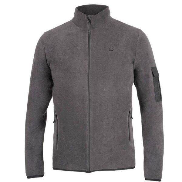 Puhu Tam Fermuarlı Erkek Polar Ceket Koyu Gri - XL