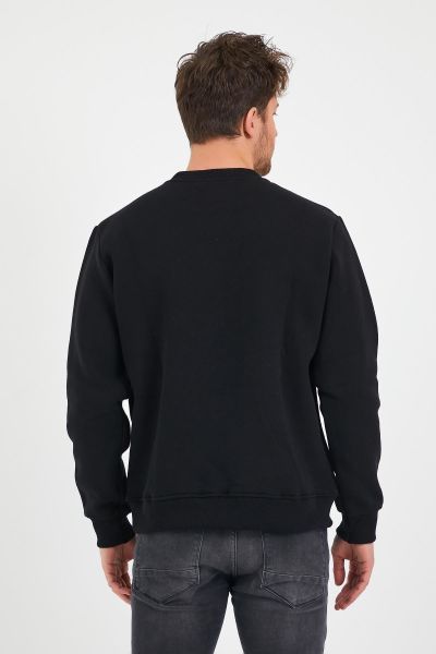 North Trace Seasonal Erkek Sweatshirt ( Yaprak Baskılı ) SİYAH - L