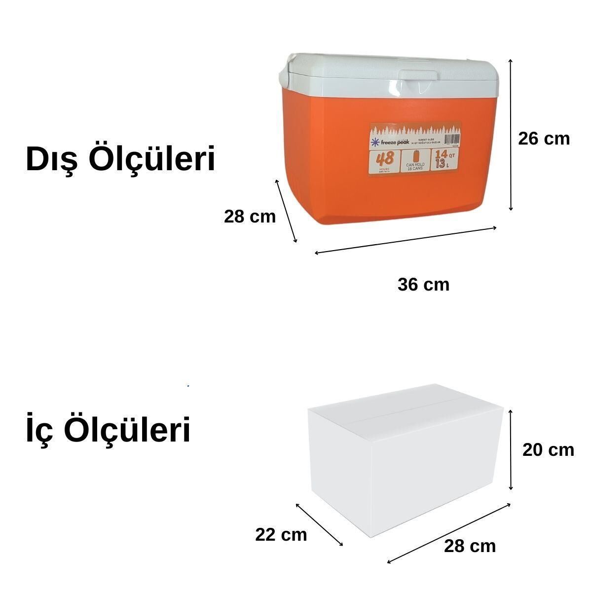 Freeze Peak Sunset Glide 14 QT Soğutucu Buzluk 13 Litre TURUNCU