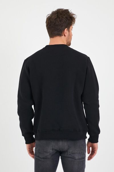 North Trace Seasonal Erkek Sweatshirt ( Yaprak Baskılı ) SİYAH - XL