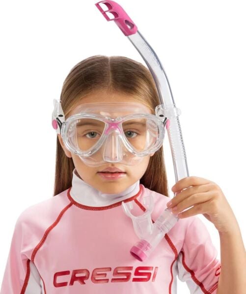 Cressi Junior Marea Maske Top Şnorkel Seti CLEAR-PINK