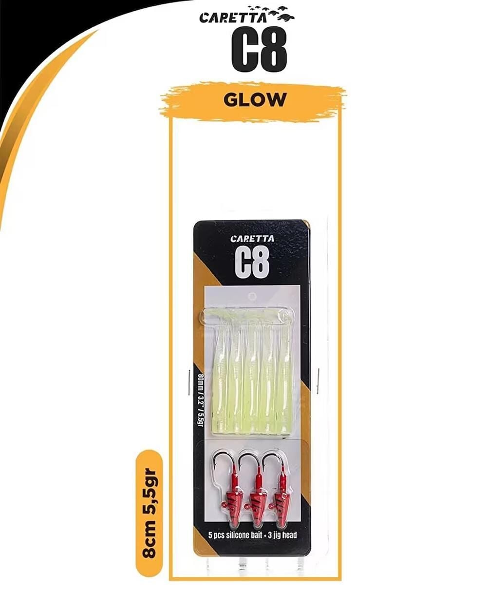 Caretta C8 8cm 5.5gr Silikon Yem GLOW
