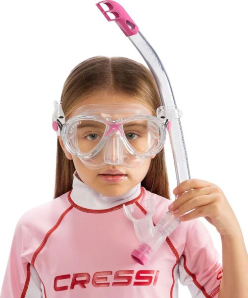 Cressi Junior Marea Maske Top Şnorkel Seti CLEAR-PINK