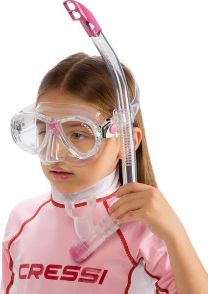 Cressi Junior Marea Maske Top Şnorkel Seti CLEAR-PINK
