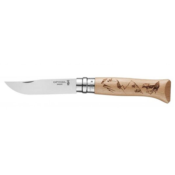 Opinel Inox No 8 Alpine Macera Kayağı Desenli Paslanmaz Çelik Çakı