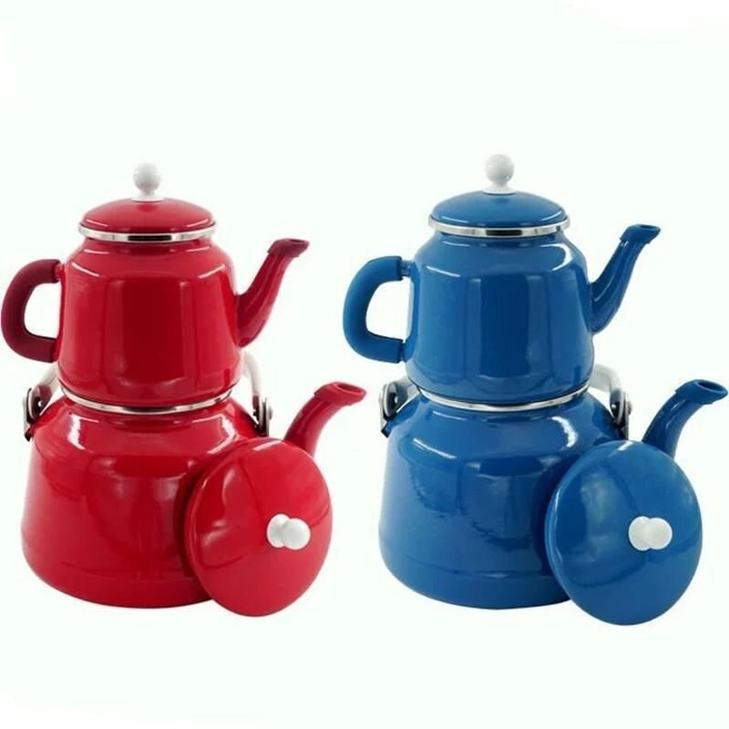 Orcamp Retro Emaye Çaydanlık Demlik Takımı