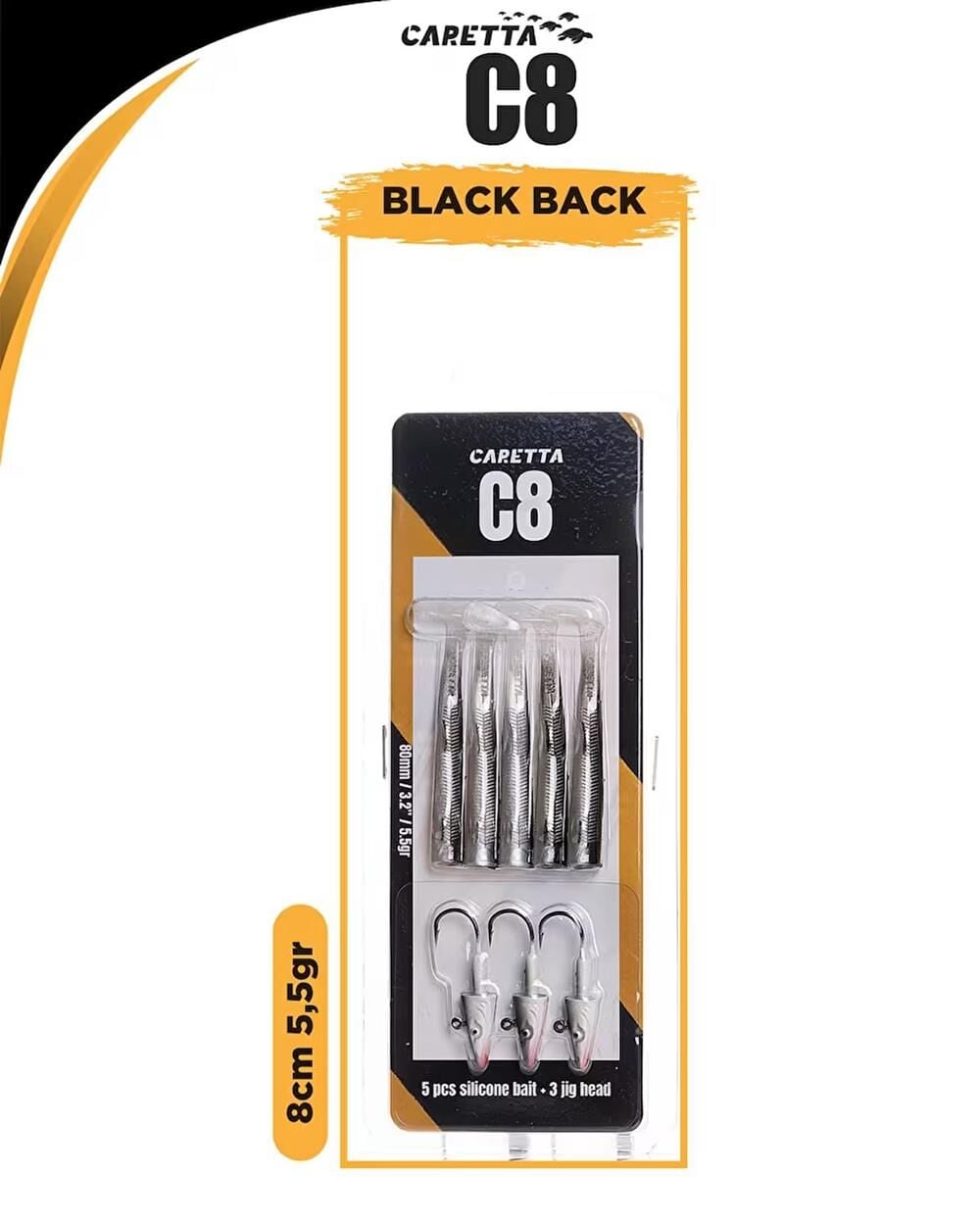 Caretta C8 8cm 5.5gr Silikon Yem BLACK BACK