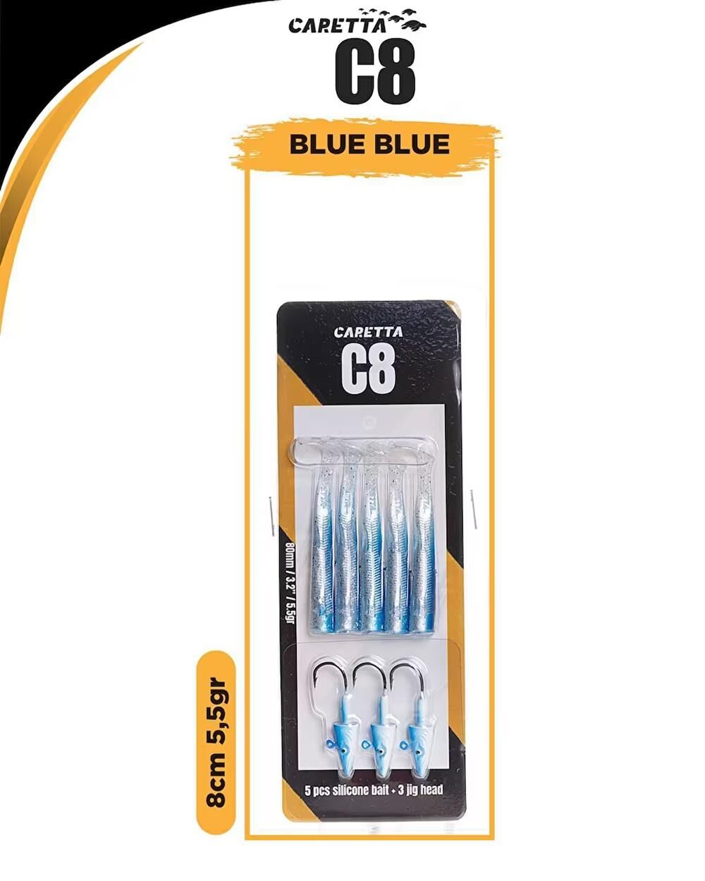 Caretta C8 8cm 5.5gr Silikon Yem Blue Blue
