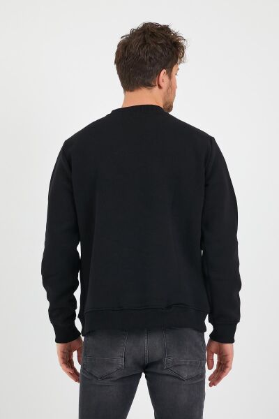 North Trace Seasonal Erkek Sweatshirt ( Pusula Baskılı ) SİYAH - 2XL