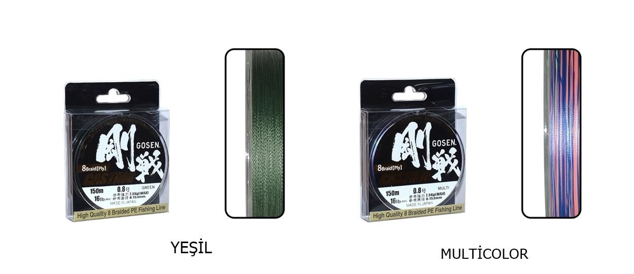 Gosen W8 Casting PE 8 Örgü Spin İp Misina 150 mt Yeşil