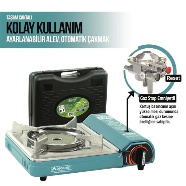 Orcamp Seramik Pro Portatif Ocak (Gaz Stop Emniyetli)