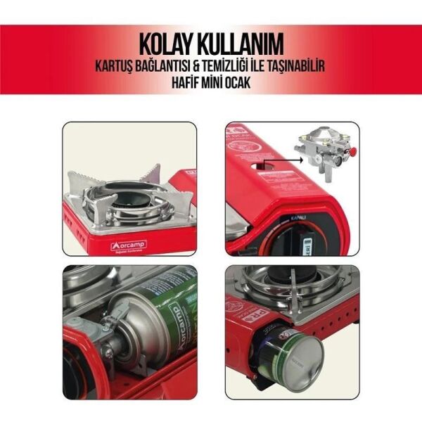 Orcamp Pro Mini Çantalı Kamp Ocağı (Gaz Stop Emniyetli)