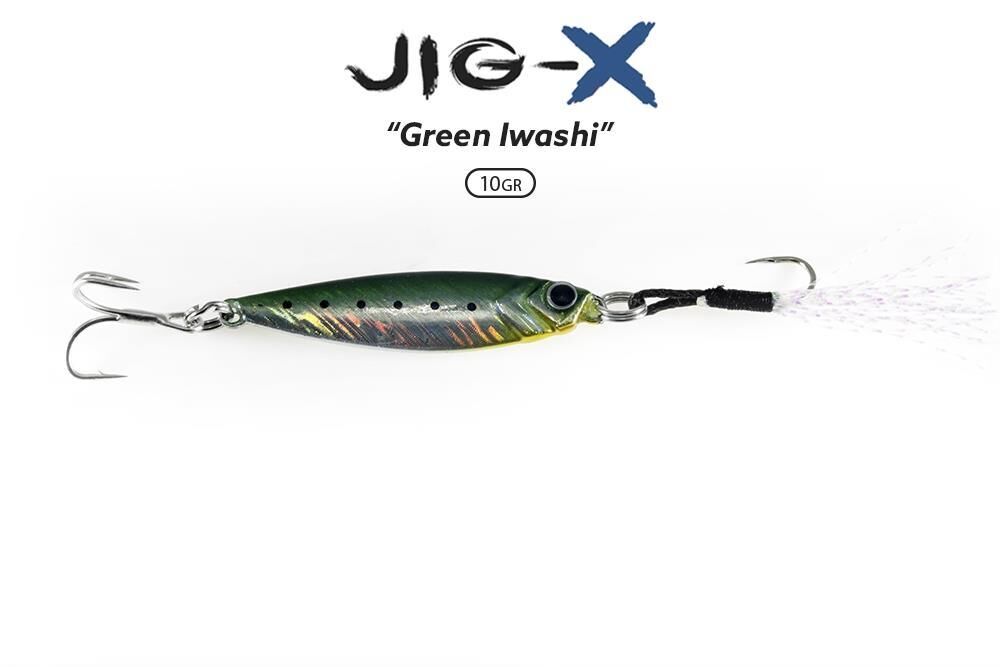 Fujin Jig-X 10 gr Light Jigging - Jig Yem Green Iwashi