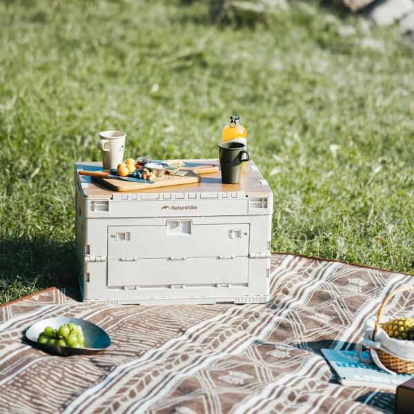 Naturehike Ling yue L Kapaklı Katlanır Saklama Kutusu [ Seyahat Organizatörü ] Light Beige Gray - 23 LT