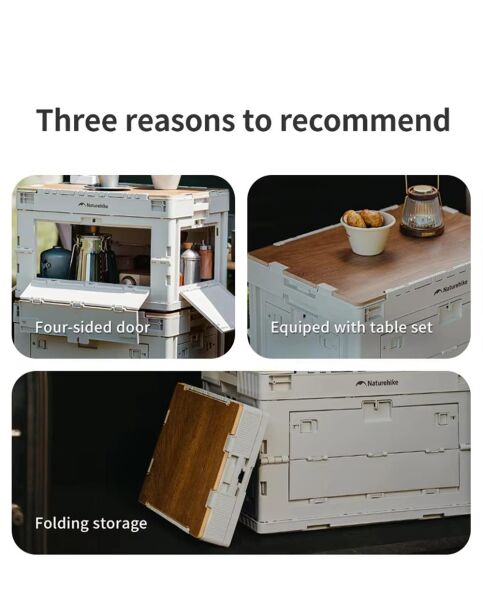 Naturehike Ling yue L Kapaklı Katlanır Saklama Kutusu [ Seyahat Organizatörü ] Light Beige Gray - 23 LT