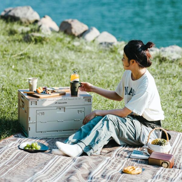 Naturehike Ling yue L Kapaklı Katlanır Saklama Kutusu [ Seyahat Organizatörü ] Light Beige Gray - 23 LT