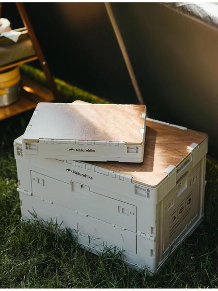 Naturehike Ling yue L Kapaklı Katlanır Saklama Kutusu [ Seyahat Organizatörü ] Light Beige Gray - 23 LT