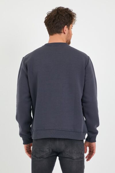 North Trace Seasonal Erkek Sweatshirt ( Pusula Baskılı ) Füme - S