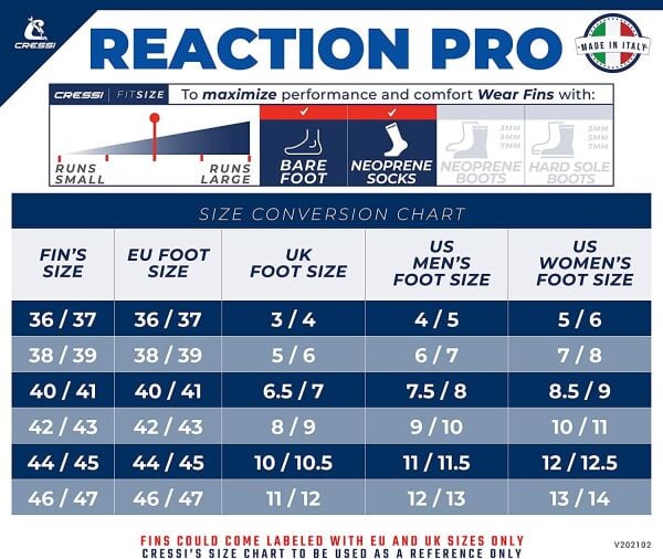 Cressi Reaction Pro Dalış Paleti SILVER-ORANGE - NO:36-37