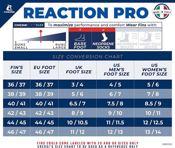 Cressi Reaction Pro Dalış Paleti SILVER-ORANGE - NO:36-37