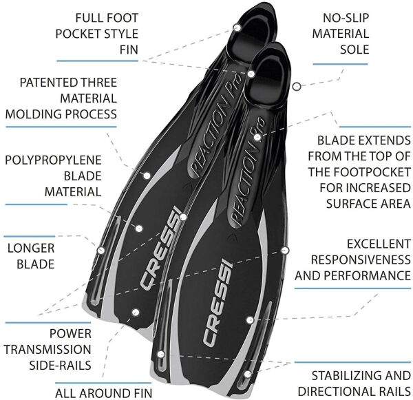 Cressi Reaction Pro Dalış Paleti SILVER-ORANGE - NO:36-37
