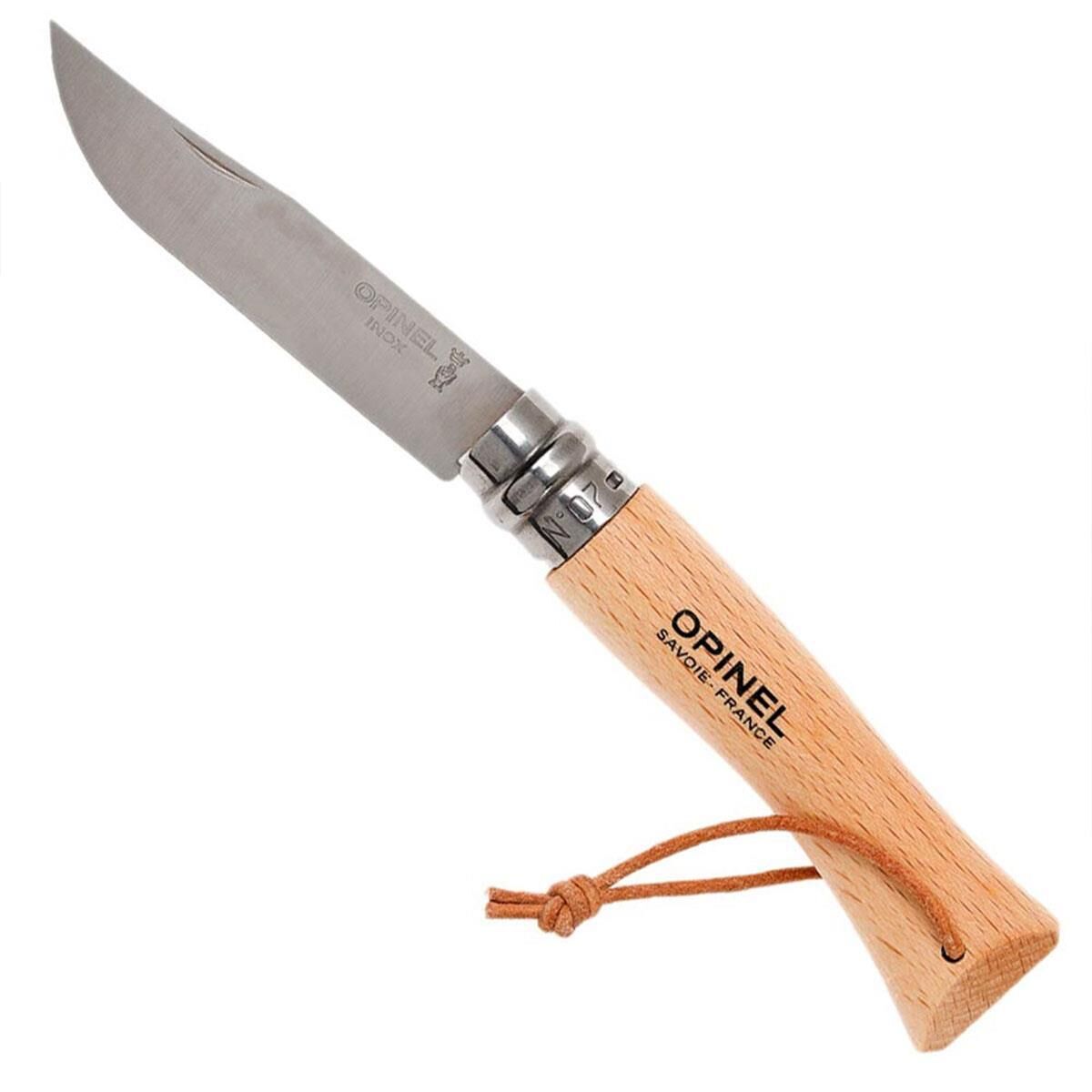 Opinel Inox No 7 Ahşap Deri Askılı Paslanmaz Çelik Çakı