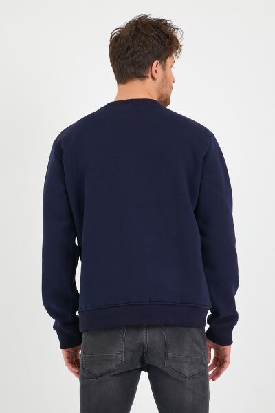 North Trace Seasonal Erkek Sweatshirt ( Dağ Baskılı ) LACİVERT - S